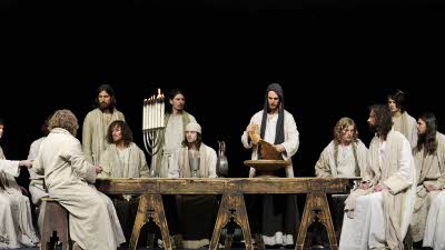 Photo from the last supper scene in the Oberammergau, Passion Play